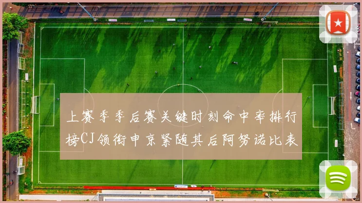 上赛季季后赛关键时刻命中率排行榜CJ领衔申京紧随其后阿努诺比表现不俗